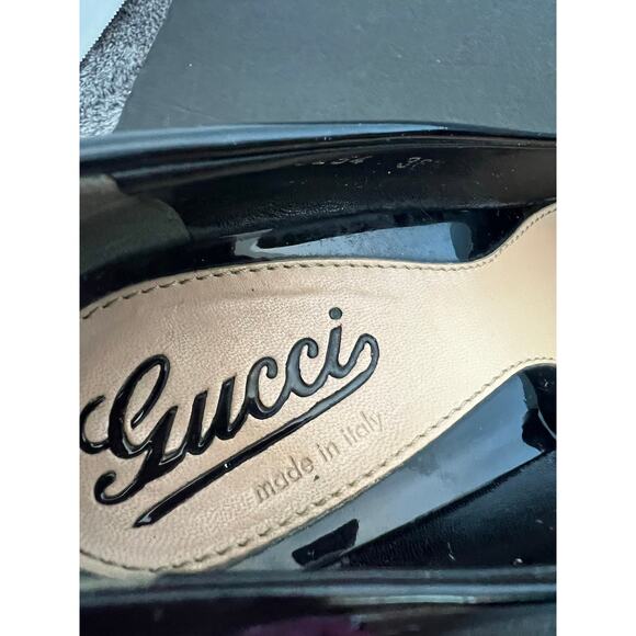 Gucci Tom Ford Platform Pointy Toe Black White Patent Leather Slip On Pumps 6.5 - Picture 9 of 12